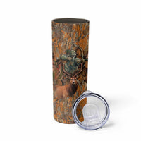 Custom Deer Hunting Skinny Tumbler Big Game Camo Forest Design and Skeleton Archer - Wonder Print Shop