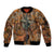 Custom Deer Hunting Sleeve Zip Bomber Jacket Big Game Camo Forest Design and Skeleton Archer - Wonder Print Shop