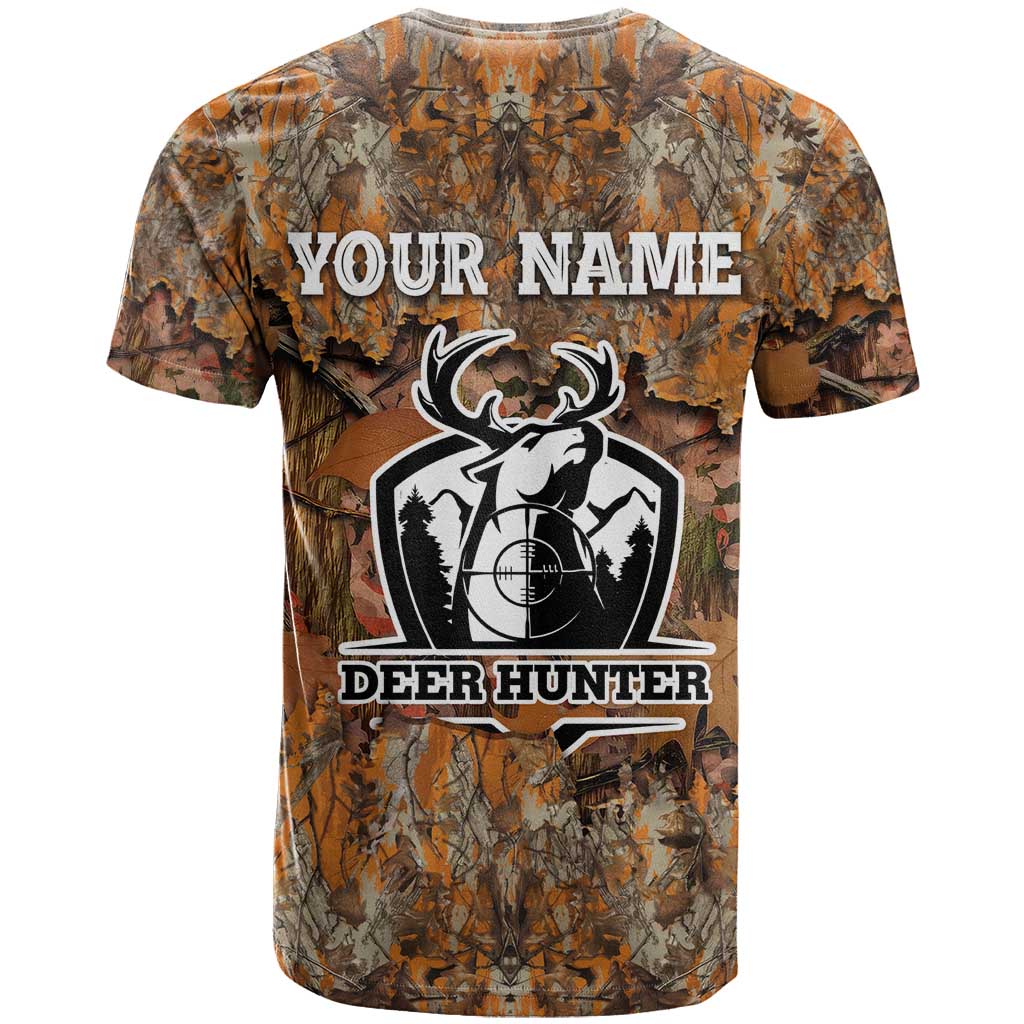 Custom Deer Hunting T Shirt Big Game Camo Forest Design and Skeleton Archer - Wonder Print Shop