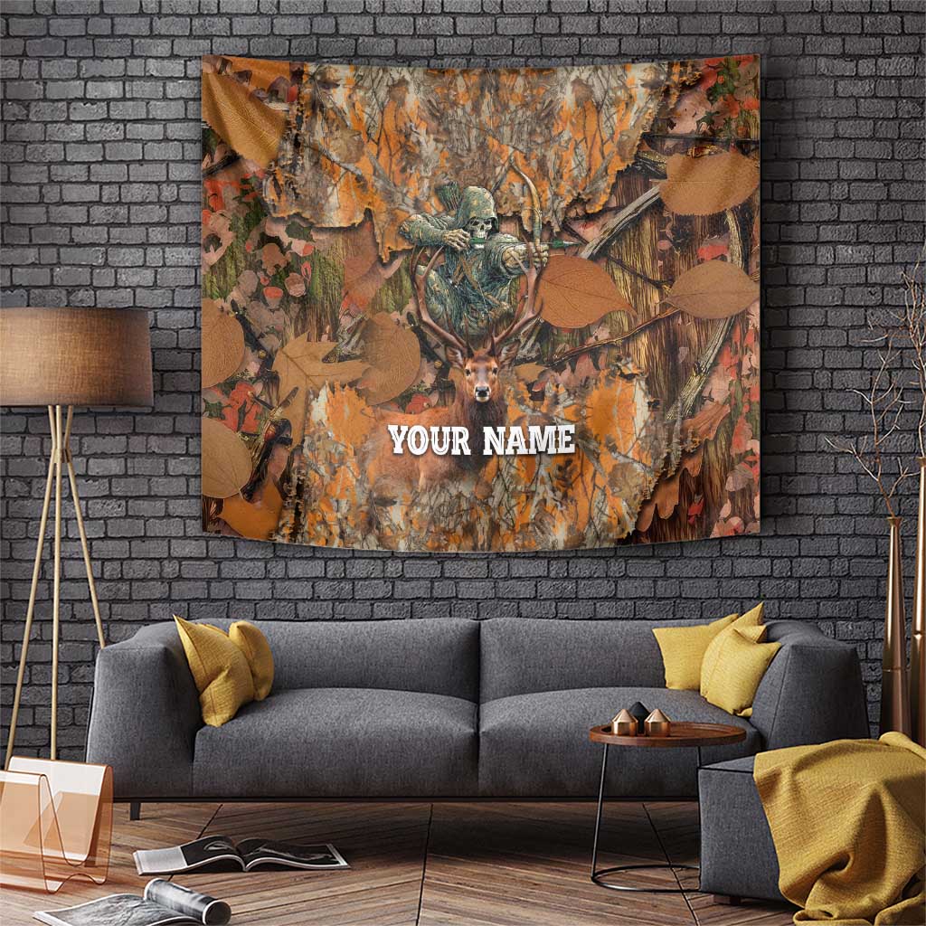 Custom Deer Hunting Tapestry Big Game Camo Forest Design and Skeleton Archer - Wonder Print Shop