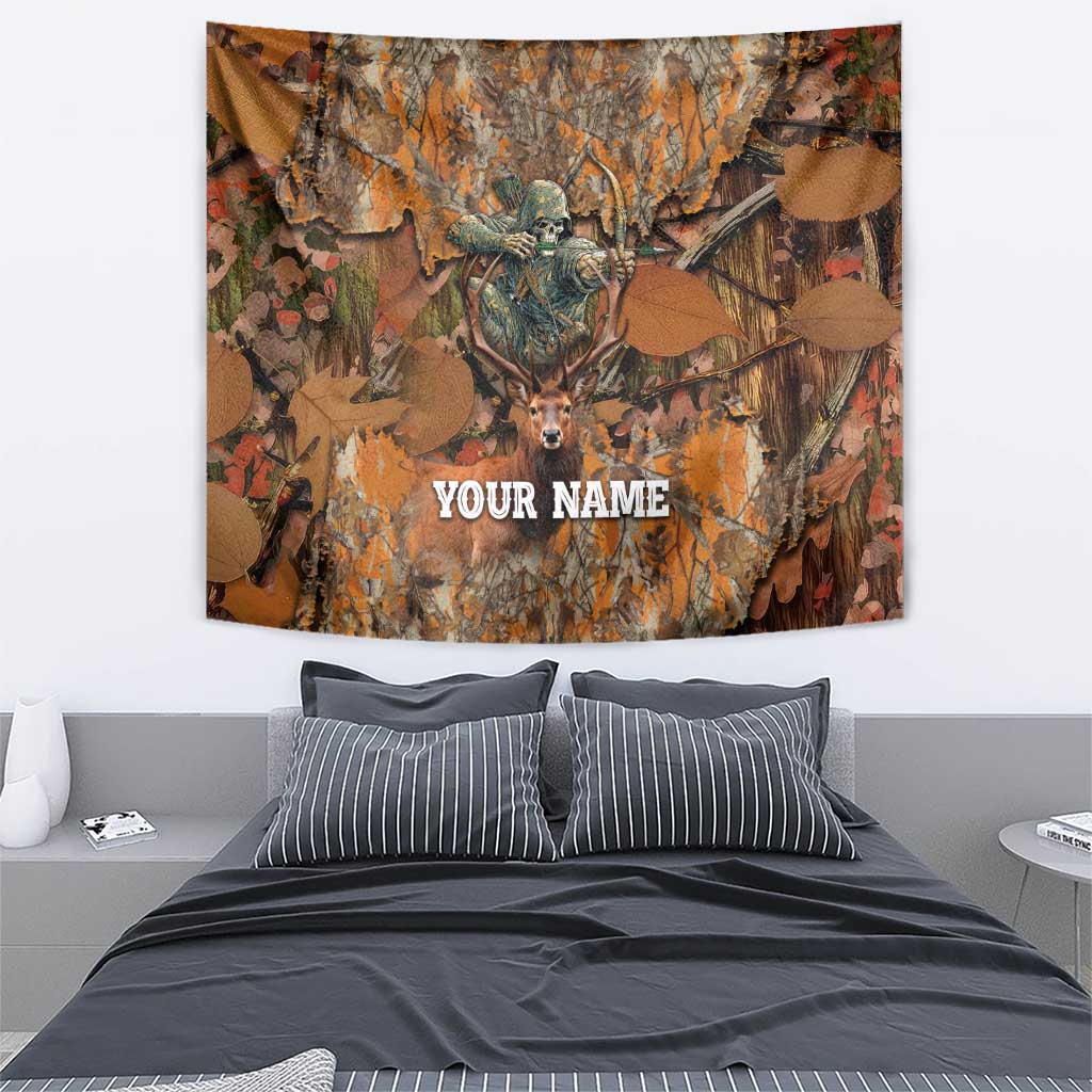 Custom Deer Hunting Tapestry Big Game Camo Forest Design and Skeleton Archer - Wonder Print Shop