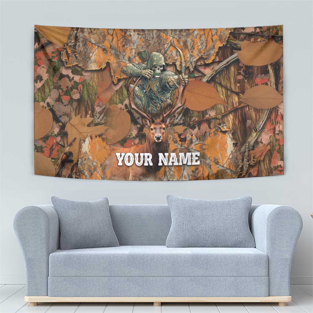 Custom Deer Hunting Tapestry Big Game Camo Forest Design and Skeleton Archer - Wonder Print Shop