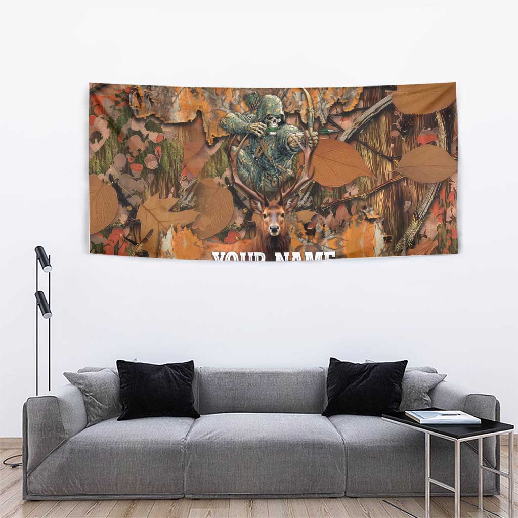 Custom Deer Hunting Tapestry Big Game Camo Forest Design and Skeleton Archer - Wonder Print Shop
