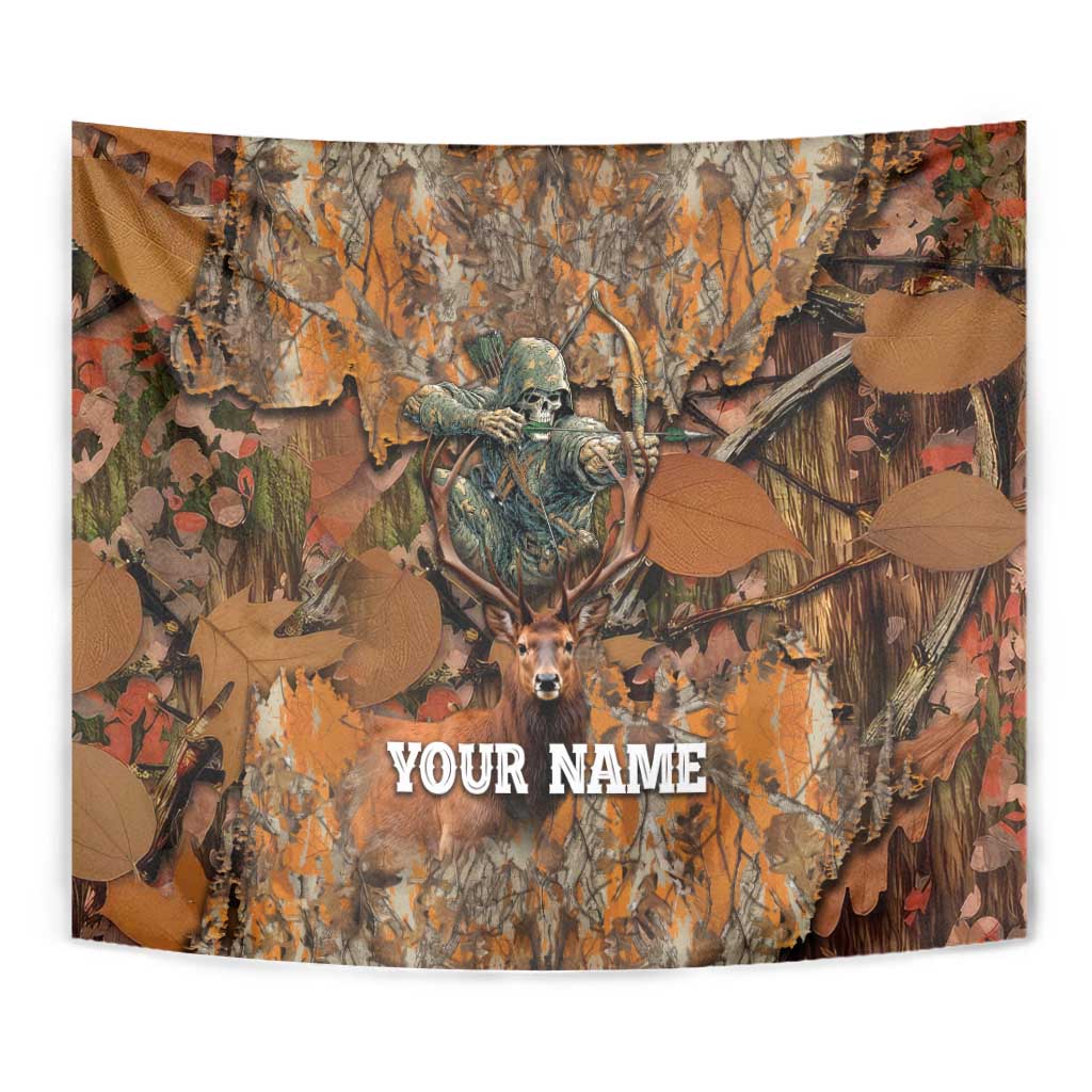 Custom Deer Hunting Tapestry Big Game Camo Forest Design and Skeleton Archer - Wonder Print Shop