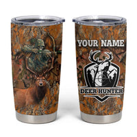 Custom Deer Hunting Tumbler Cup Big Game Camo Forest Design and Skeleton Archer - Wonder Print Shop