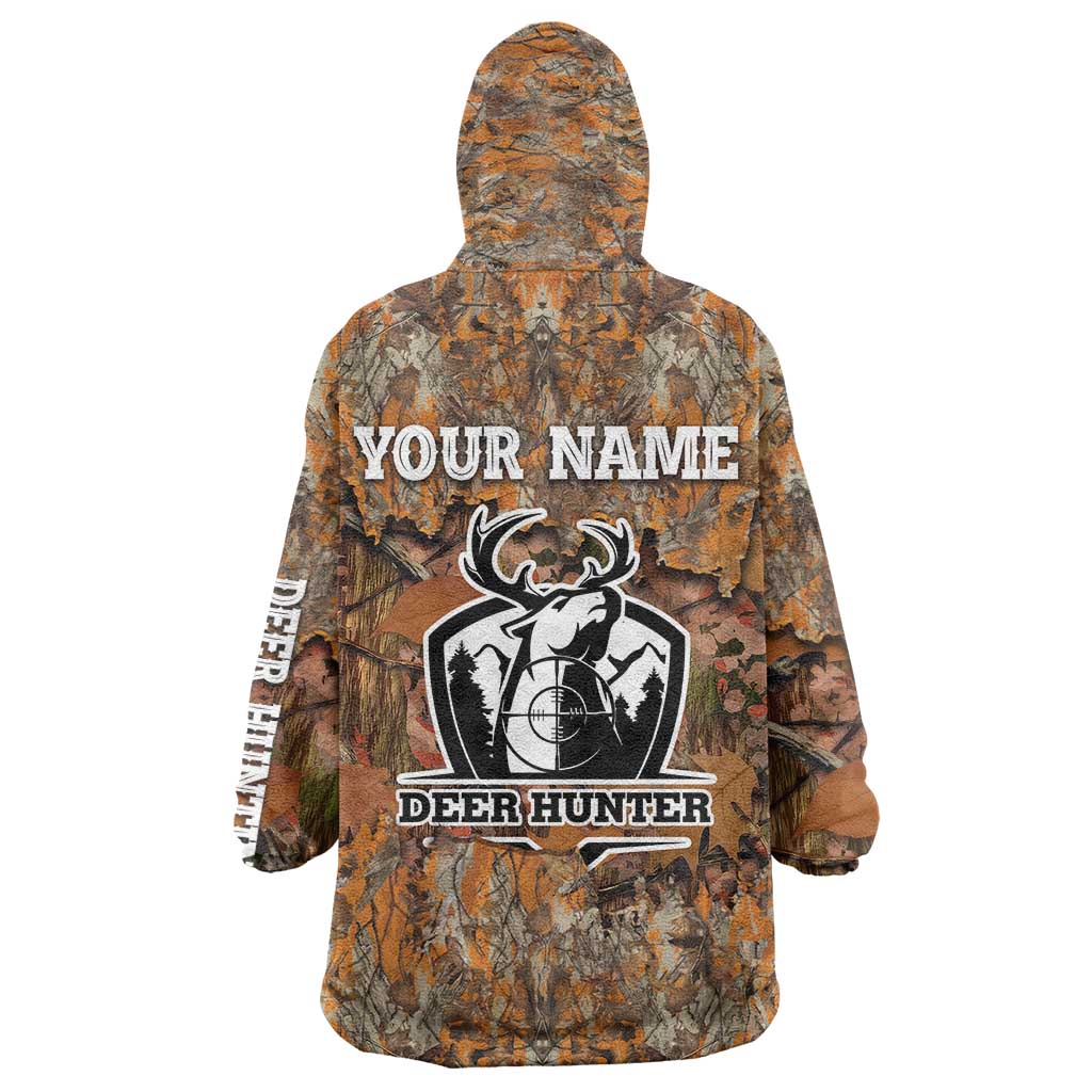Custom Deer Hunting Wearable Blanket Hoodie Big Game Camo Forest Design and Skeleton Archer - Wonder Print Shop