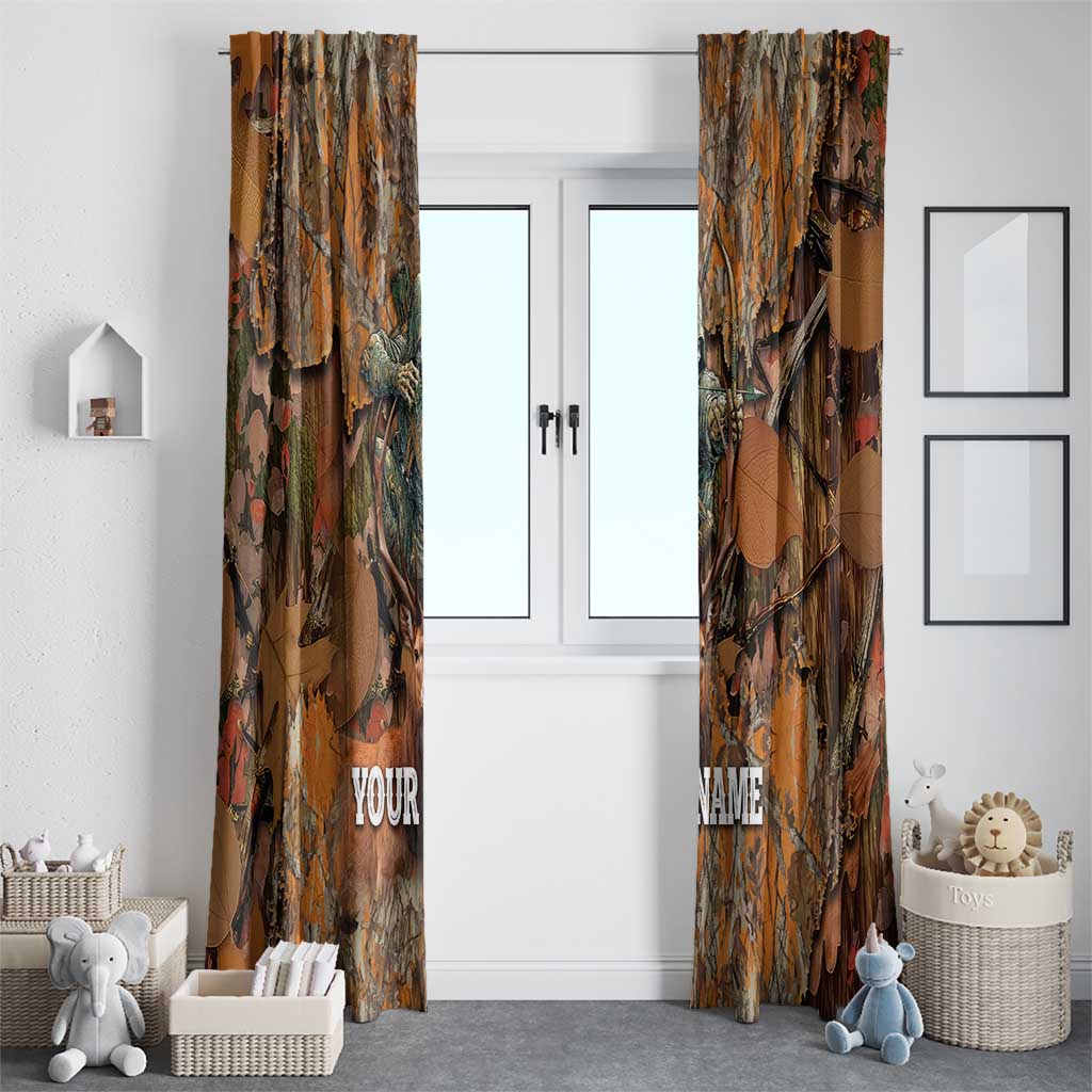 Custom Deer Hunting Window Curtain Big Game Camo Forest Design and Skeleton Archer - Wonder Print Shop