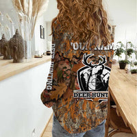 Custom Deer Hunting Women Casual Shirt Big Game Camo Forest Design and Skeleton Archer - Wonder Print Shop