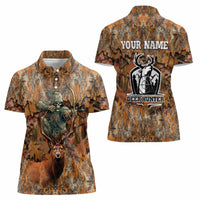 Custom Deer Hunting Women Polo Shirt Big Game Camo Forest Design and Skeleton Archer - Wonder Print Shop