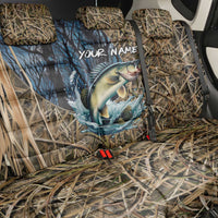 Personalized Walleye Splash Back Car Seat Cover Camo Reeds and Night Forest Fishing Theme TS04