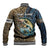 Personalized Walleye Splash Baseball Jacket Camo Reeds and Night Forest Fishing Theme - Wonder Print Shop