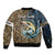 Personalized Walleye Splash Bomber Jacket Camo Reeds and Night Forest Fishing Theme - Wonder Print Shop