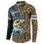 Personalized Walleye Splash Button Sweatshirt Camo Reeds and Night Forest Fishing Theme - Wonder Print Shop