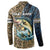 Personalized Walleye Splash Button Sweatshirt Camo Reeds and Night Forest Fishing Theme - Wonder Print Shop