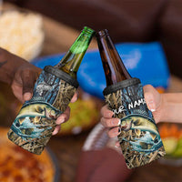 Personalized Walleye Splash 4 in 1 Can Cooler Tumbler Camo Reeds and Night Forest Fishing Theme - Wonder Print Shop