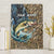 Personalized Walleye Splash Canvas Wall Art Camo Reeds and Night Forest Fishing Theme - Wonder Print Shop