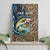 Personalized Walleye Splash Canvas Wall Art Camo Reeds and Night Forest Fishing Theme - Wonder Print Shop