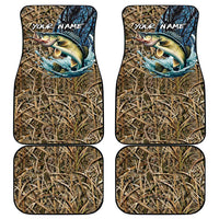 Personalized Walleye Splash Car Mats Camo Reeds and Night Forest Fishing Theme TS04