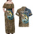 Personalized Walleye Splash Couples Matching Off Shoulder Maxi Dress and Hawaiian Shirt Camo Reeds and Night Forest Fishing Theme - Wonder Print Shop