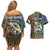 Personalized Walleye Splash Couples Matching Off Shoulder Short Dress and Hawaiian Shirt Camo Reeds and Night Forest Fishing Theme - Wonder Print Shop