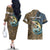 Personalized Walleye Splash Couples Matching Off The Shoulder Long Sleeve Dress and Hawaiian Shirt Camo Reeds and Night Forest Fishing Theme - Wonder Print Shop