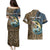 Personalized Walleye Splash Couples Matching Puletasi and Hawaiian Shirt Camo Reeds and Night Forest Fishing Theme - Wonder Print Shop