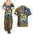 Personalized Walleye Splash Couples Matching Summer Maxi Dress and Hawaiian Shirt Camo Reeds and Night Forest Fishing Theme - Wonder Print Shop