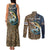 Personalized Walleye Splash Couples Matching Tank Maxi Dress and Long Sleeve Button Shirt Camo Reeds and Night Forest Fishing Theme - Wonder Print Shop