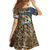 Personalized Walleye Splash Family Matching Off The Shoulder Long Sleeve Dress and Hawaiian Shirt Camo Reeds and Night Forest Fishing Theme - Wonder Print Shop
