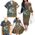 Personalized Walleye Splash Family Matching Off The Shoulder Long Sleeve Dress and Hawaiian Shirt Camo Reeds and Night Forest Fishing Theme - Wonder Print Shop