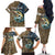 Personalized Walleye Splash Family Matching Off The Shoulder Long Sleeve Dress and Hawaiian Shirt Camo Reeds and Night Forest Fishing Theme - Wonder Print Shop