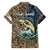 Personalized Walleye Splash Family Matching Off The Shoulder Long Sleeve Dress and Hawaiian Shirt Camo Reeds and Night Forest Fishing Theme - Wonder Print Shop