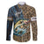 Personalized Walleye Splash Family Matching Off The Shoulder Long Sleeve Dress and Hawaiian Shirt Camo Reeds and Night Forest Fishing Theme - Wonder Print Shop
