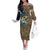 Personalized Walleye Splash Family Matching Off The Shoulder Long Sleeve Dress and Hawaiian Shirt Camo Reeds and Night Forest Fishing Theme - Wonder Print Shop