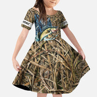Personalized Walleye Splash Family Matching Off Shoulder Maxi Dress and Hawaiian Shirt Camo Reeds and Night Forest Fishing Theme - Wonder Print Shop