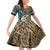 Personalized Walleye Splash Family Matching Off Shoulder Short Dress and Hawaiian Shirt Camo Reeds and Night Forest Fishing Theme - Wonder Print Shop