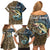 Personalized Walleye Splash Family Matching Off Shoulder Short Dress and Hawaiian Shirt Camo Reeds and Night Forest Fishing Theme - Wonder Print Shop