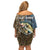 Personalized Walleye Splash Family Matching Off Shoulder Short Dress and Hawaiian Shirt Camo Reeds and Night Forest Fishing Theme - Wonder Print Shop