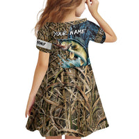 Personalized Walleye Splash Family Matching Puletasi and Hawaiian Shirt Camo Reeds and Night Forest Fishing Theme - Wonder Print Shop