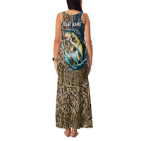 Personalized Walleye Splash Family Matching Tank Maxi Dress and Hawaiian Shirt Camo Reeds and Night Forest Fishing Theme - Wonder Print Shop