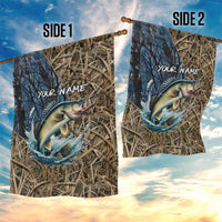 Personalized Walleye Splash Garden Flag Camo Reeds and Night Forest Fishing Theme TS04