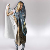 Personalized Walleye Splash Hooded Blanket Camo Reeds and Night Forest Fishing Theme TS04