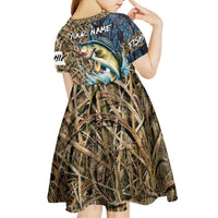 Personalized Walleye Splash Kid Short Sleeve Dress Camo Reeds and Night Forest Fishing Theme - Wonder Print Shop