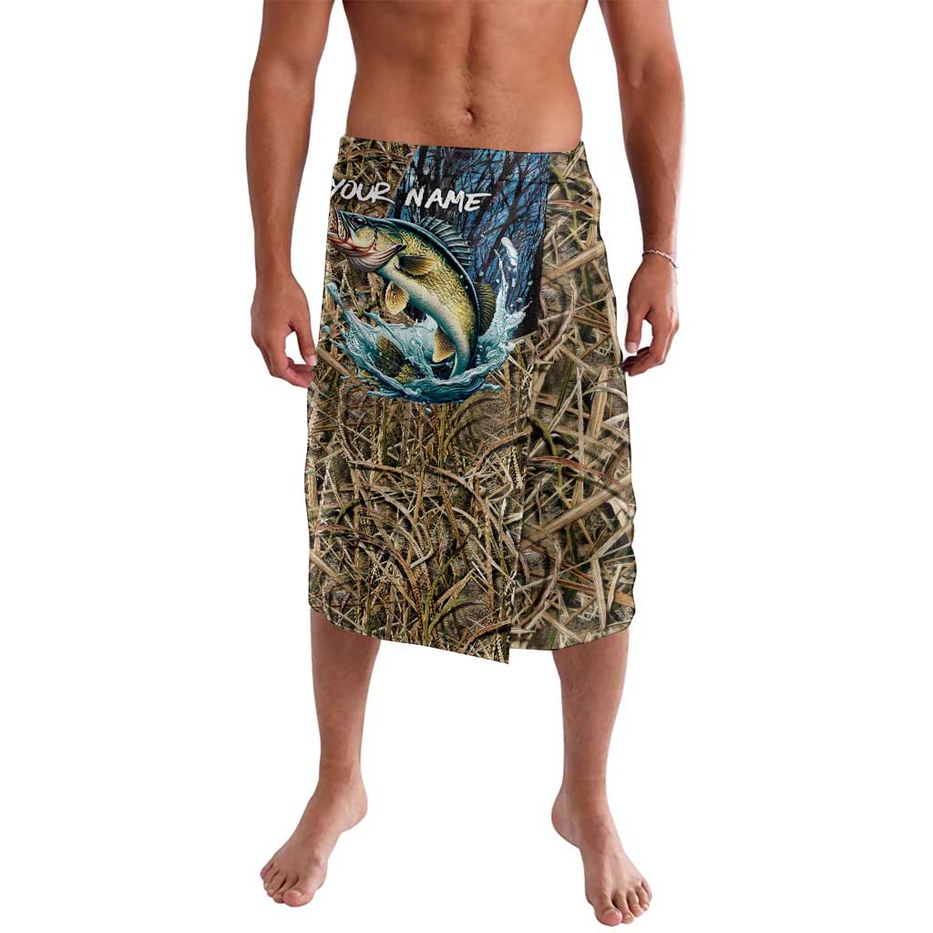Personalized Walleye Splash Lavalava Camo Reeds and Night Forest Fishing Theme - Wonder Print Shop