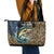 Personalized Walleye Splash Leather Tote Bag Camo Reeds and Night Forest Fishing Theme - Wonder Print Shop