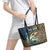 Personalized Walleye Splash Leather Tote Bag Camo Reeds and Night Forest Fishing Theme - Wonder Print Shop