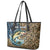 Personalized Walleye Splash Leather Tote Bag Camo Reeds and Night Forest Fishing Theme - Wonder Print Shop