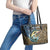 Personalized Walleye Splash Leather Tote Bag Camo Reeds and Night Forest Fishing Theme - Wonder Print Shop