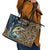 Personalized Walleye Splash Leather Tote Bag Camo Reeds and Night Forest Fishing Theme - Wonder Print Shop