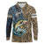 Personalized Walleye Splash Long Sleeve Polo Shirt Camo Reeds and Night Forest Fishing Theme - Wonder Print Shop